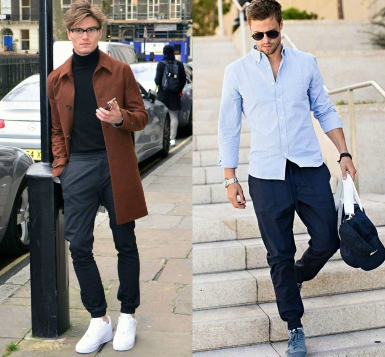 chladivé bežecké nohavice pánske tenisky v kancelárskom vzhľade