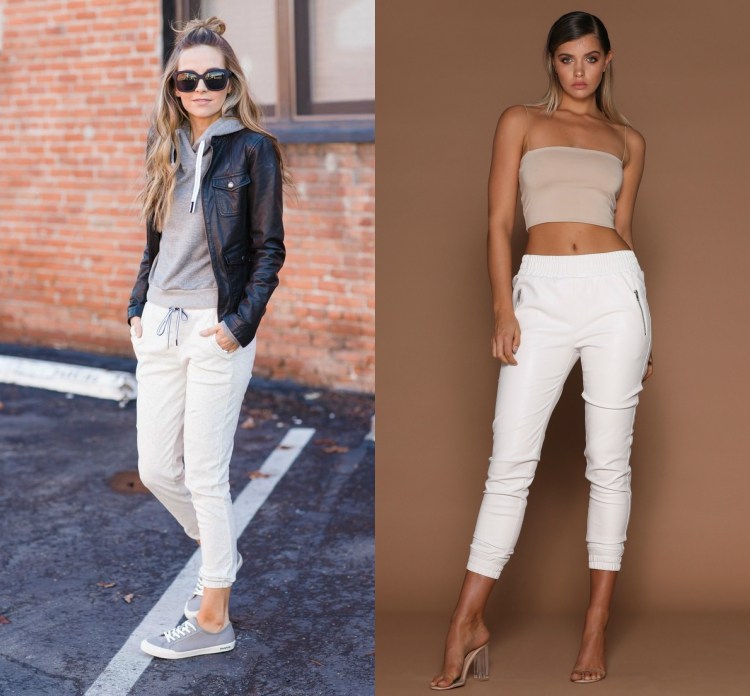 cool bežecké nohavice dámske biele elegantné športové