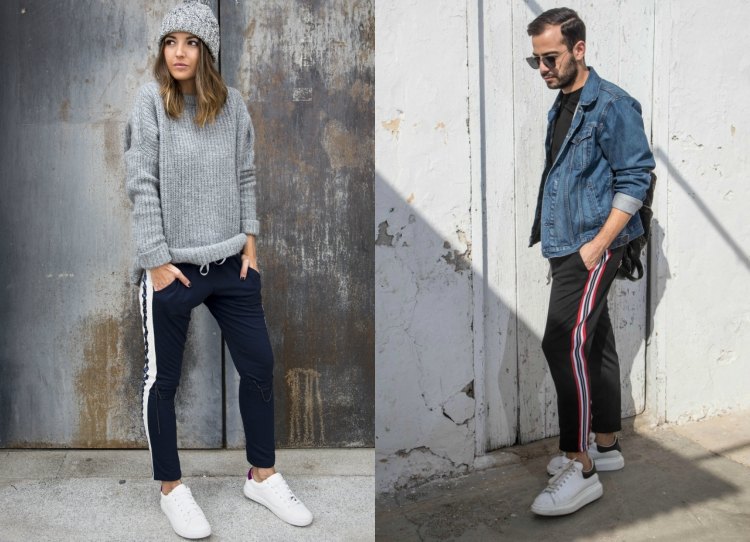 cool tepláky ženy muži pruhované rifle