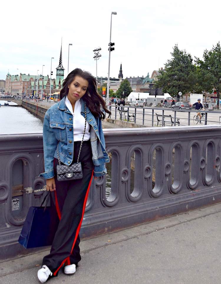 chladné tepláky dámske pruhy prebytočná dĺžka