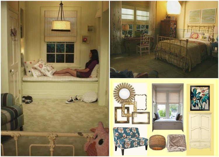 Dievča z izby pre mládež pastelovo žltá zelená vidiecky štýl Emily Fields