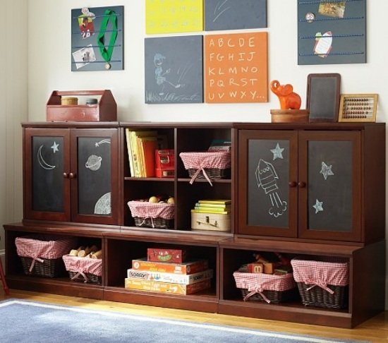tmavá drevená čierna doska chladné dizajnové skrine do detskej izby