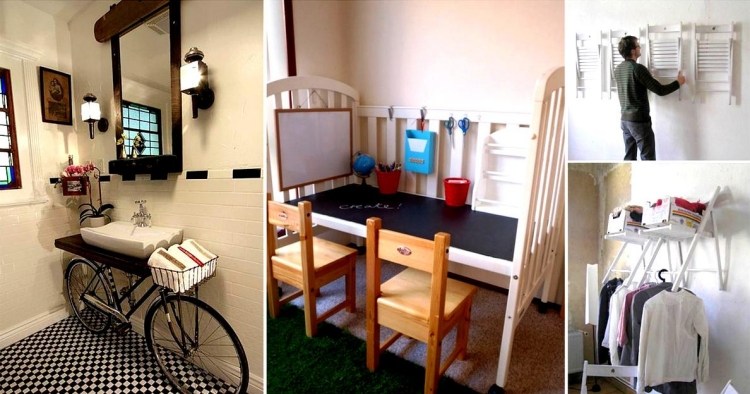 kreatívne nápady - urobiť zo starých vecí niečo nové a užitočné cool-living-nápady-urob si sám-kúpeľňa-bicykel-hry-detská postieľka-koľajnice-skladacie-stoličky-biele