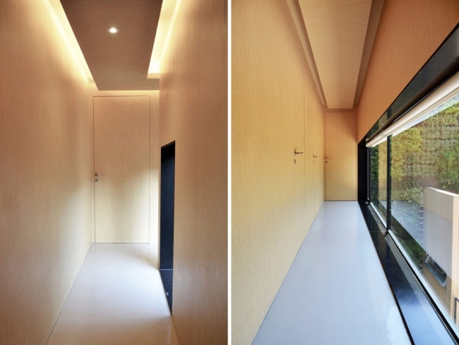 Interiérový obklad z bukového dreva pasívny dom Interiér pasívneho domu z bukového dreva