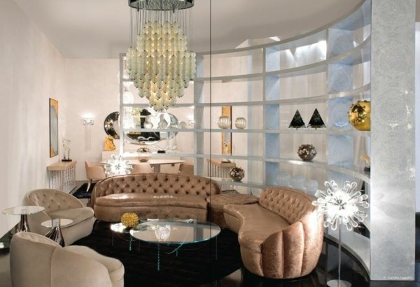 béžová sedacia súprava okrúhla závesná lampa