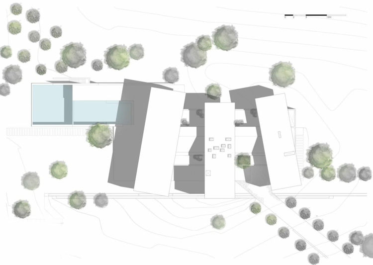 strešná terasa corten-oceľový plech-inšpirácia-strecha-vtáčí pohľad-strecha