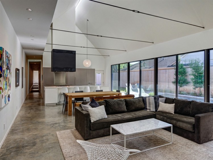 corten oceľ-fasáda-obývačka-otvorená-kuchyňa-moderný-nábytok