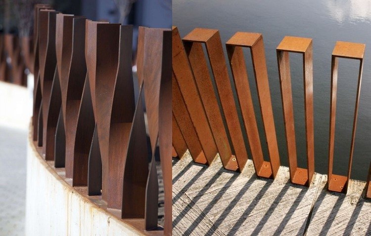 vzdušný plot z cortenovej ocele ako záhradná dekorácia corten-oceľ-záhradná-vložka-dekoratívny-plot-vzdušný-dizajn