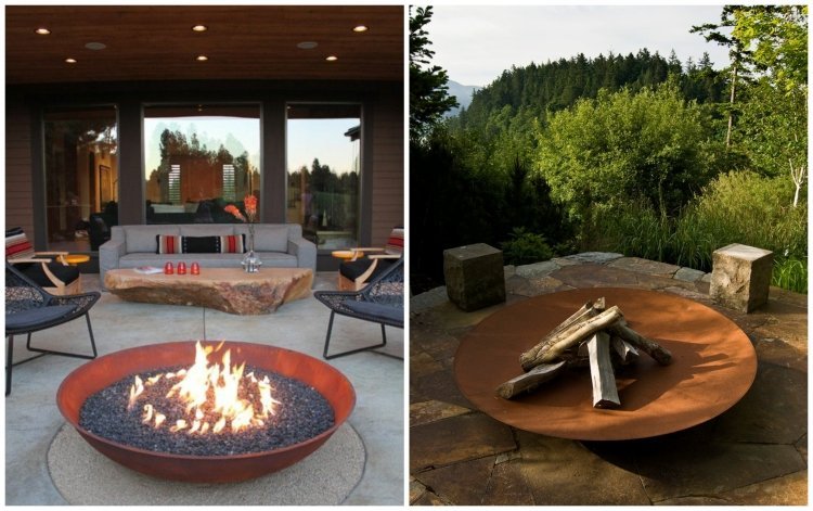 Ohnivé gule z Cortenovej ocele s bioetanolom a palivovým drevom corten-steel-garden-ideas-fire-bowl-wood-ethanol