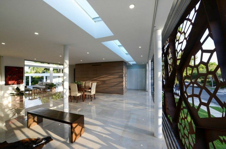 corten oceľ-súkromná obrazovka-obývačka-svetelné efekty-oceľová stena