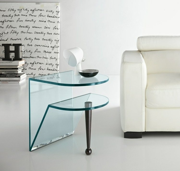 Odkladací stolík zo sklenených drevených nožičiek moderného nábytku