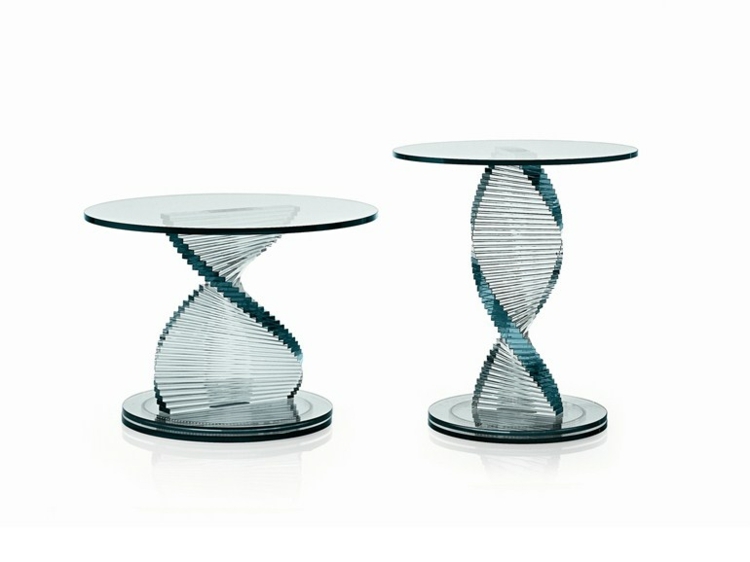 Špirálové okrúhle sklenené bočné stolíky rôznych výšok Tonelli