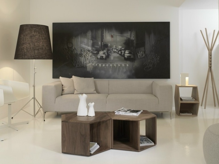 Konferenčné stolíky z masívu v šesťuholníkovom tvare - Hexa od Wewood Konferenčný stolík drevený šesťhranný-kusy-moderný-HEXA-DREVO