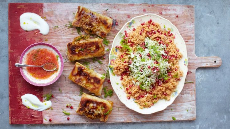 salsa-lístkové cesto-fenikel-granátové jablko