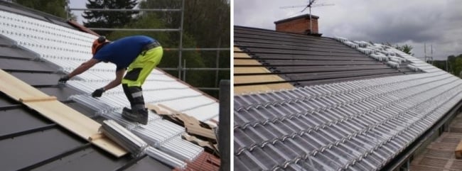 Fotovoltaický strešný systém na výrobu elektrickej energie solárnym ohrevom