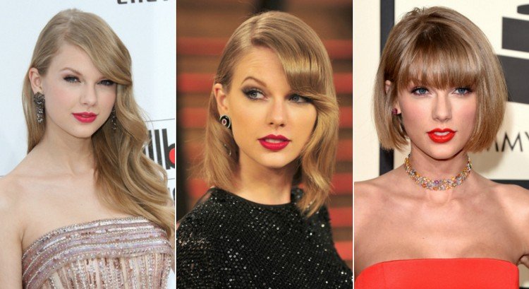 Dámske prechodné účesy od dlhých po krátke - Taylor Swift dámy-prechod-účesy-prechod-dlhé-krátke-ofiny-štýly-taylor-swift