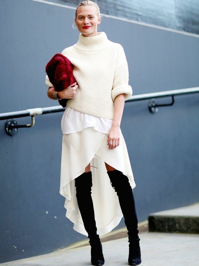 Jesenné dámske módne roláky vysoké čižmy Rolák vysoké čižmy asymetrický model