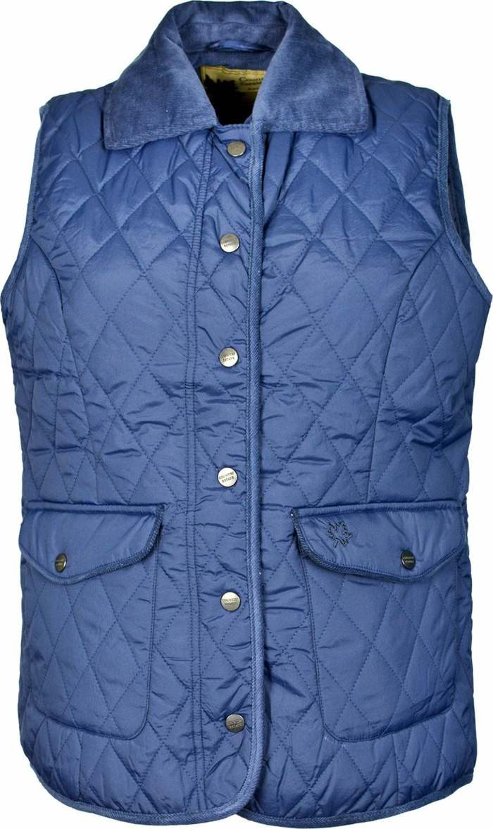 klasický strih s patentnými gombíkmi v modrej farbe s golierom-modro-prešívaná vesta-s gombíkmi