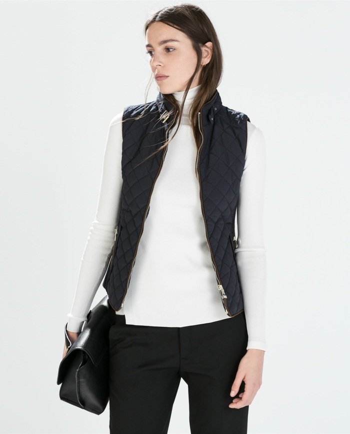 čiernobiele oblečenie prešívaná vesta dámy čierno-prešívaná vesta pre ženy