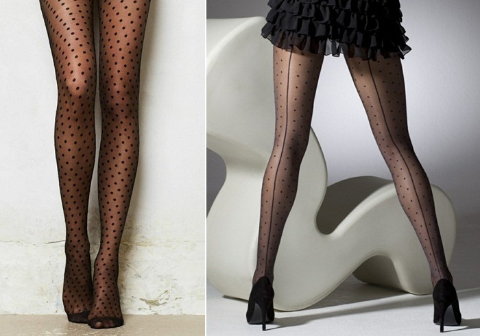 Punčocháče vzor dámskej módy Bodkovaná dámska móda 2014