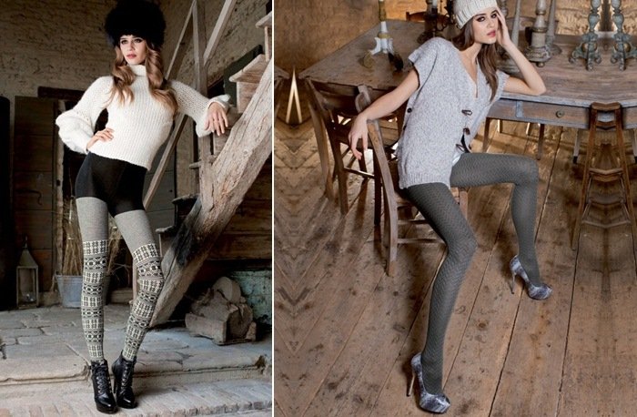 pohodlné pančuchové nohavice pletené v zime Pančuchové nohavice trendy pletené zima 2014
