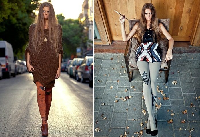 moderné pančucháče tlačia kvety Pančuchové nohavice Vytlačí kvetinová karta