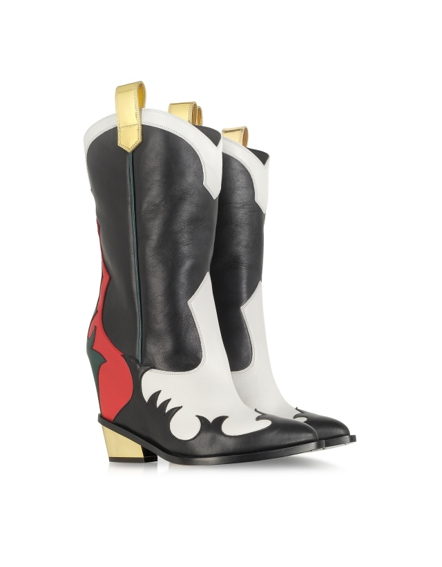 giuseppe-zanotti-2014-čižmy-kožené-čižmy-čierno-bielo-červené