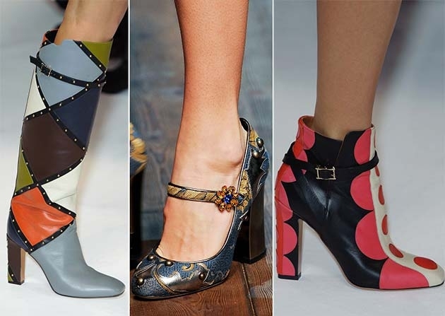 Kolekcie topánok v kožených čižmách jeseň-zima 2014 2015 s blokovým podpätkom-pestré na traky Kolekcie topánok-jeseň-zima-sezóna-blok podpätok-farebná-koža