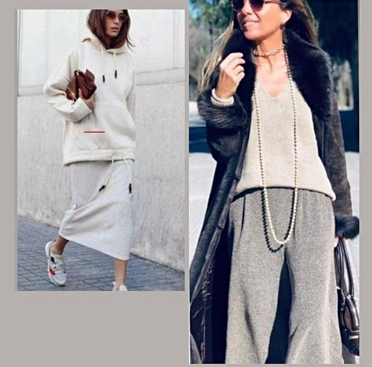 athflow módny trend vlnená sukňa vlnené nohavice s perlami