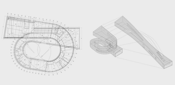 špirálová architektúra plánu Subarquitectura 360 dom podľa plánu Subarquitectura