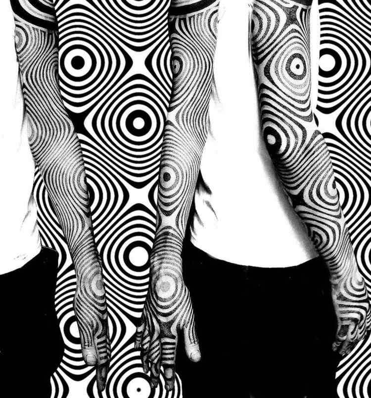 blackwork tetovanie čierno-biele-organické-retro-motív