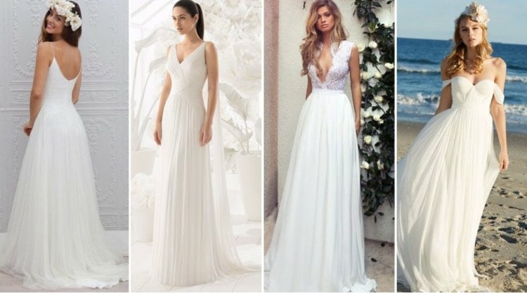 Šifón je dokonalá tkanina na svadby na pláži a je voľná a ženská