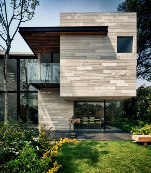 moderný minimalistický dizajn domu kamenná fasáda moderného domu