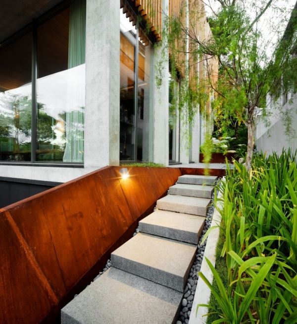 moderný dom od Mikuláša páli vonkajšie schody