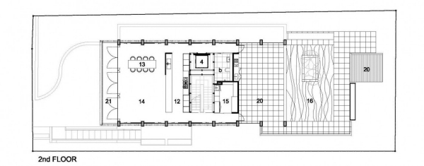 moderný architektonický dom od nicha vypáli druhé poschodie