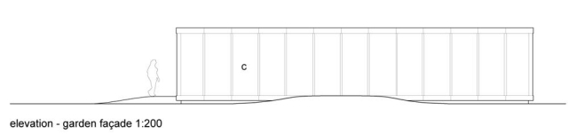 bočný zrkadlový dom s plochou strechou architektúry Johan-Selbing