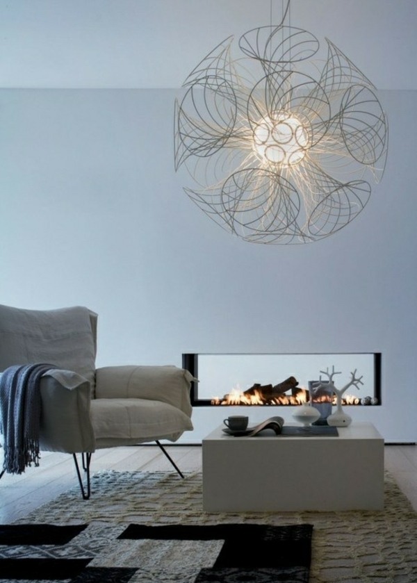 Kovový závesný lampa do obývačky krbový koberec