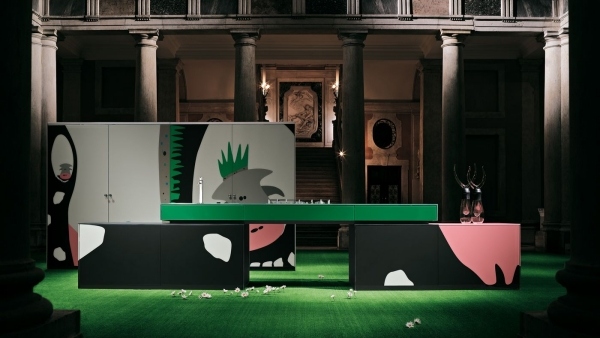 Moderný kuchynský dizajn kresby kravy valcucine