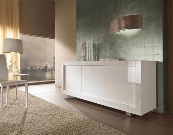 príborník obývacia izba biele lesklé posuvné dvere