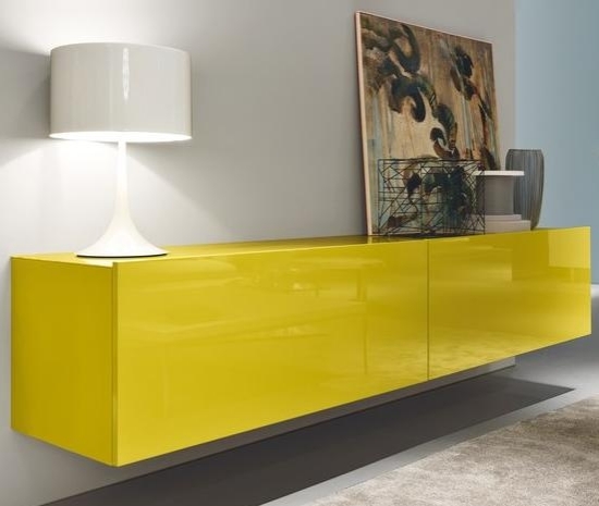 kredenc plávajúci lak žltý Square Misura Emme