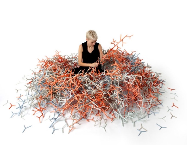 Oddeľovač miestností Rozdeľovač miestností trojrozmerná recyklovateľná štruktúra Benjamin Hubert-Amass