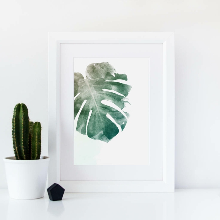 monstera-listová-stena-ozdoba-obraz-urob si sám-akvarelový-papier-plátno