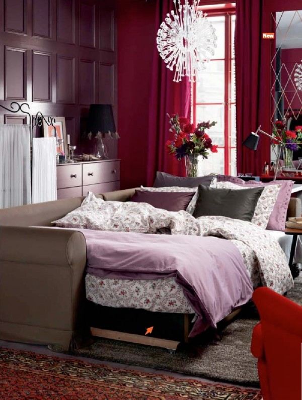 kompaktná-ikea-spálňa-rozkladacia posteľ