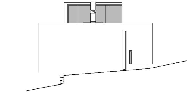 bočný pohľad na súhrnný dom vo svahu pri gubbinách pedro