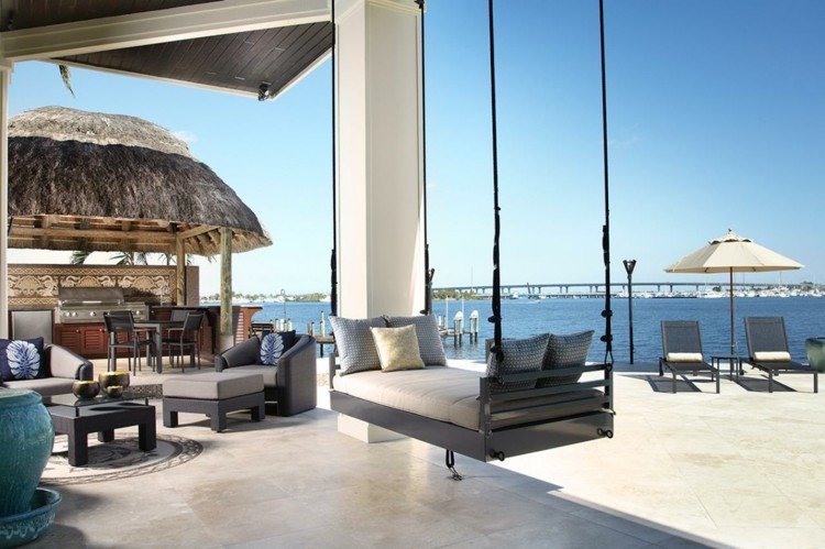 canape vonkajšia posteľ hojdačka dovolenka dizajn moderné laná