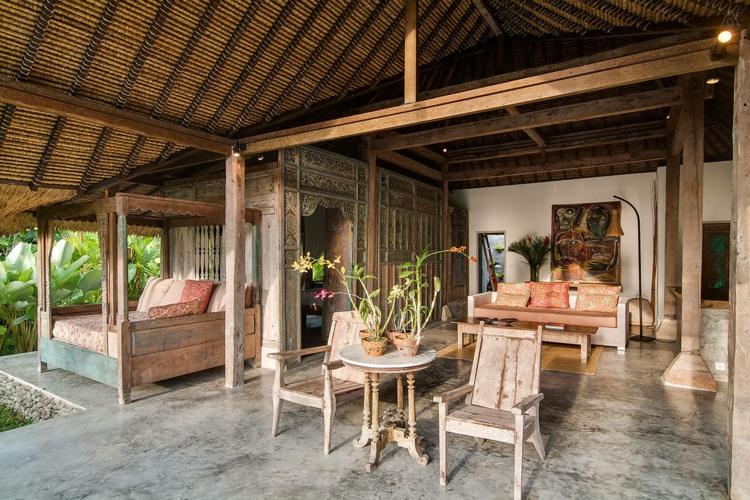 terasa vonkajšia posteľ sedenie baldachýn exotický štýl