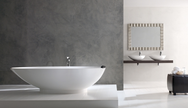 Dizajnový kúpeľňový nábytok voľne stojaca vaňa Quarrzcast