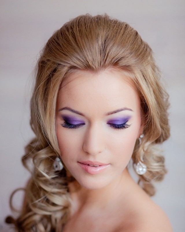 Farby na svadobné líčenie - Fialové očné tiene - Lesk na rúž