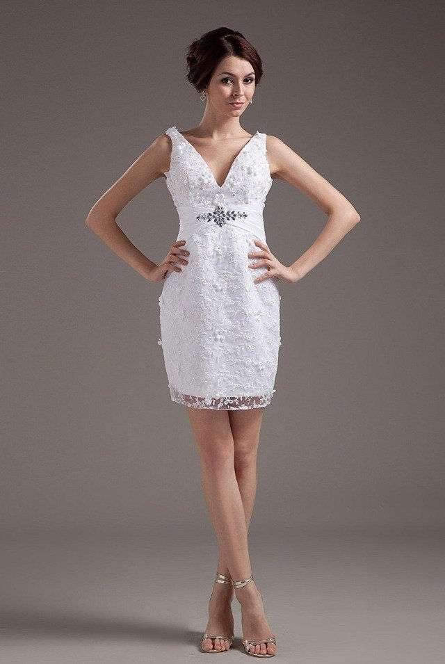 Krátke čipkované šaty s výstrihom do V. kvety-ručne vyrobené-šaty-svadobné-krátke