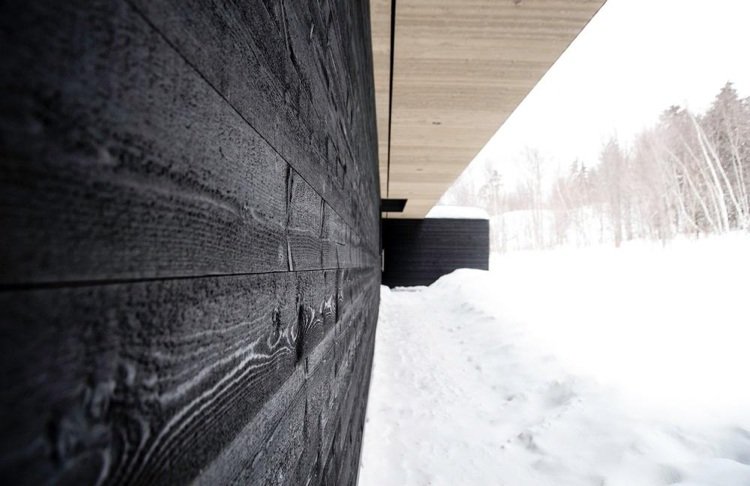 Zuhoľnatená fasáda na drevo Ochrana dreva Shou Sugi Ban proces